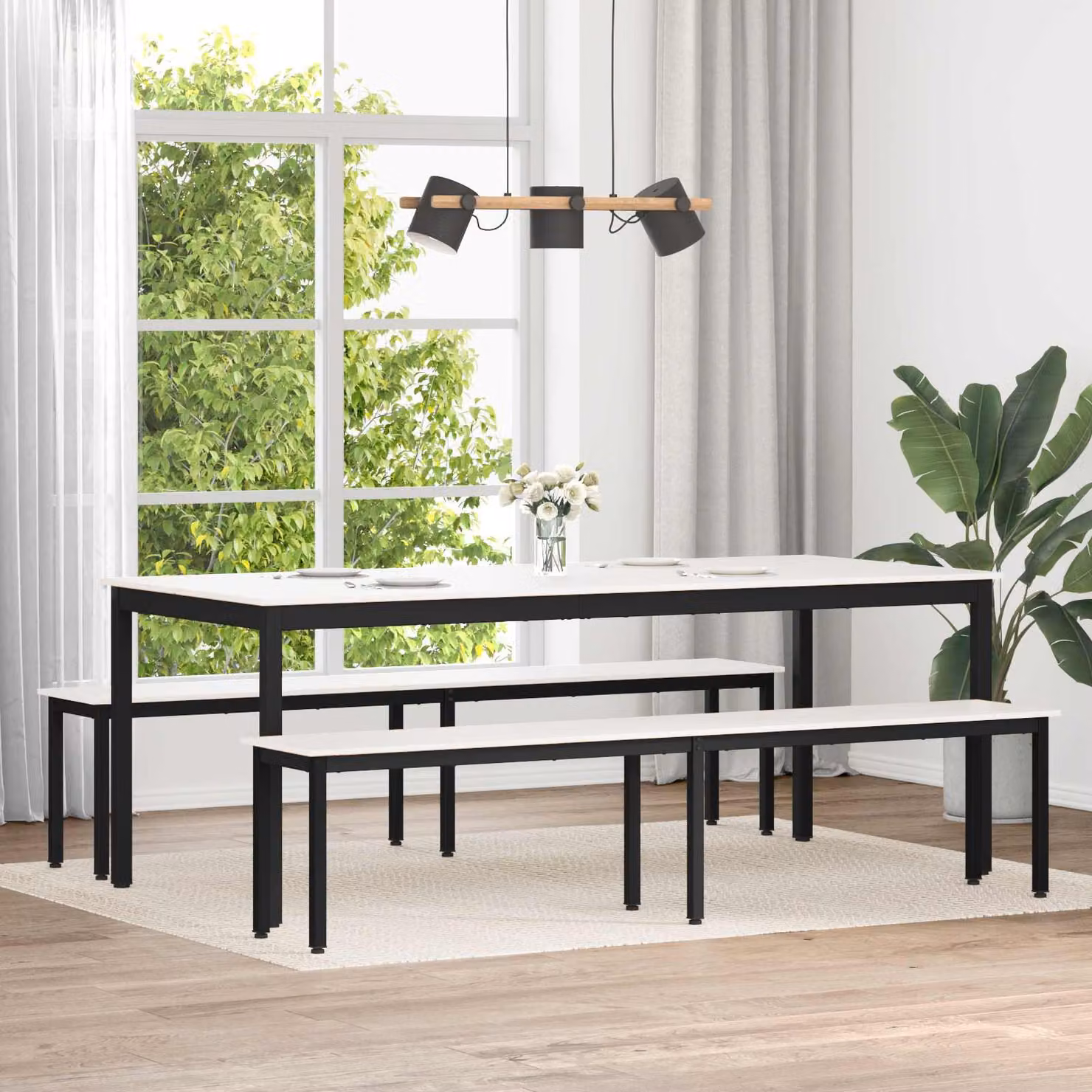 Panchina vidaXL in pino massello bianco per giardino e terrazza L: 200 cm, P: 35 cm, H: 45 cm