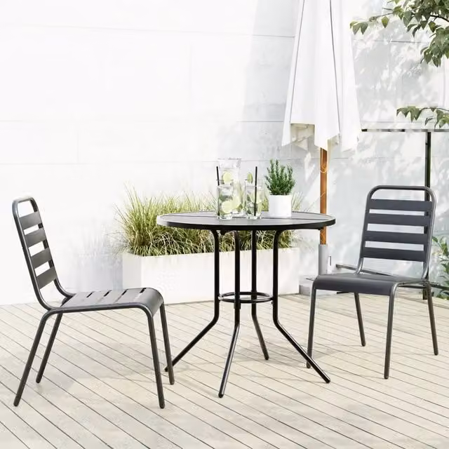 Sedie da Cucina Impilabili 3 pz-Sedia da Pranzo Antracite in Acciaio Verniciato 761739