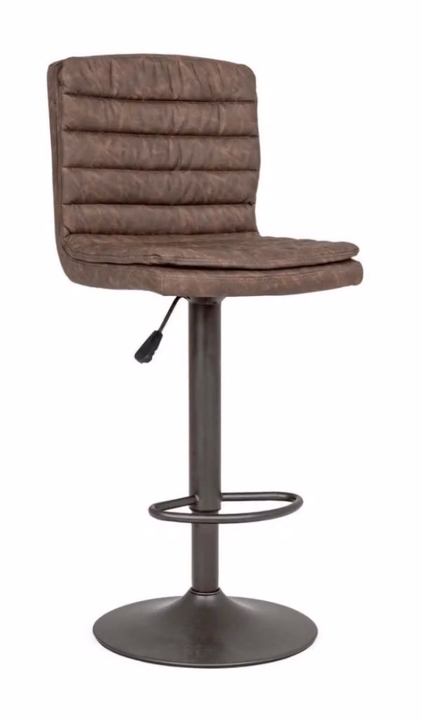 Set di 2 sgabelli da bar Connor GIORDANOSHOP in ecopelle marrone e grigio con struttura in metallo L/P/H: 41 x 50 x 94,5/115,5 cm – 2