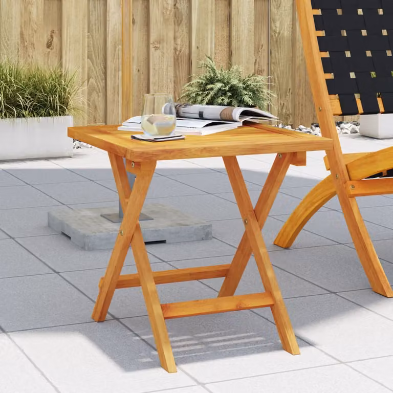 vidaXL Tavolino da Giardino Quadrato in Legno di Acacia Marrone L/P/H: 40 x 40 x 40 cm