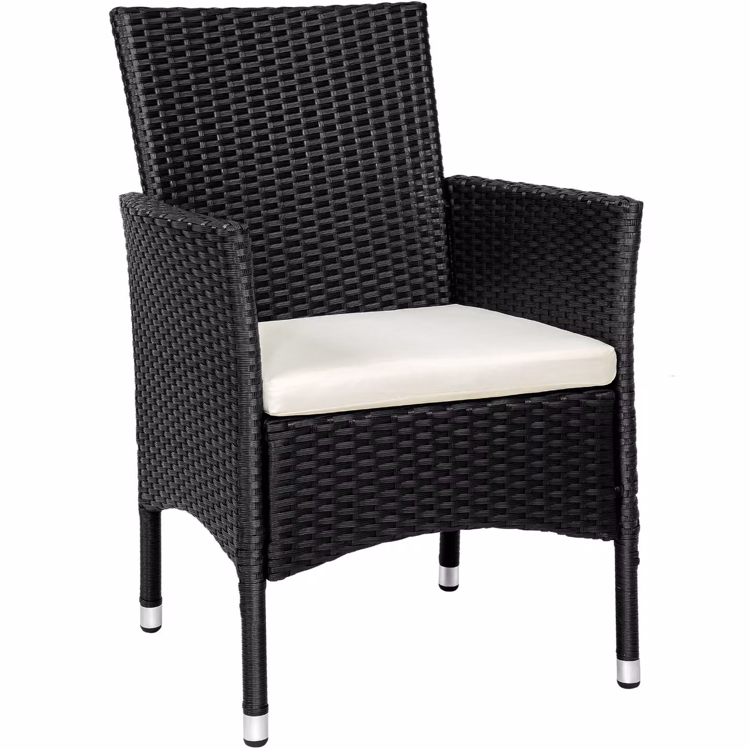 Set di 2 sedie da giardino in polyrattan TecTake con 4 rivestimenti di ricambio nero e beige – 2