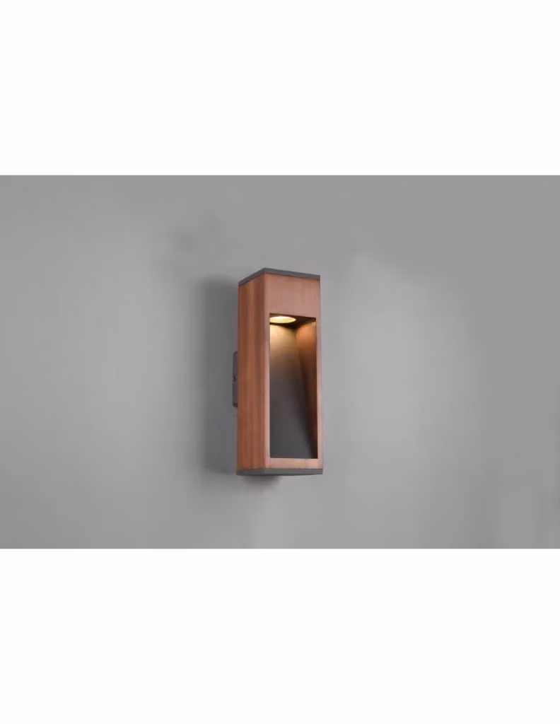 Applique da esterno rettangolare Canning Trio Leuchten in legno naturale e nero con attacco GU10 e protezione IP54 – 2