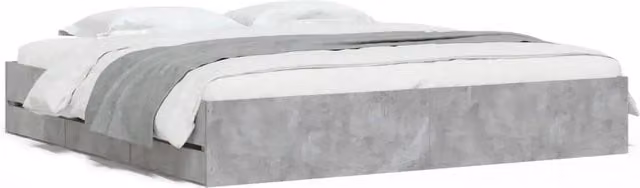 Letto matrimoniale | Letto per adulti | Giroletto Cassetti Grigio Cemento 160x200 cm Legno Multistrato