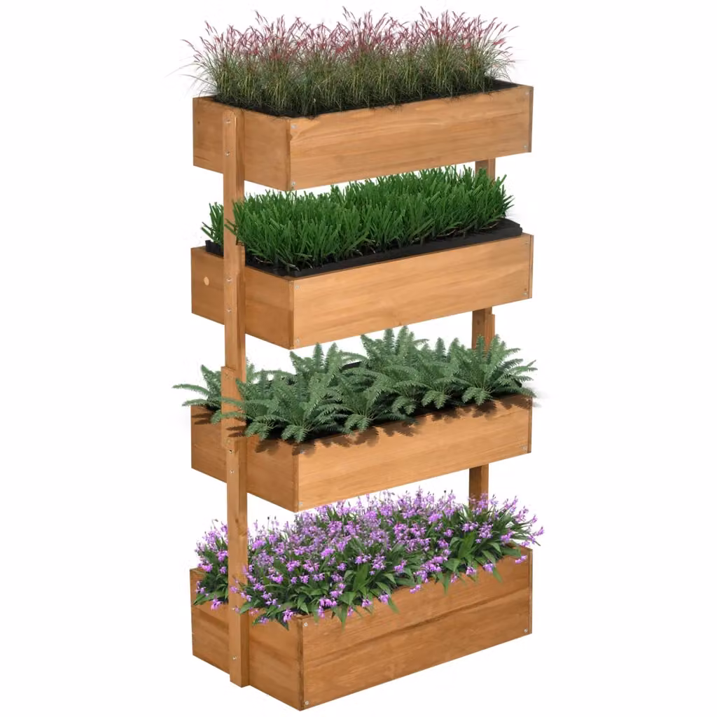 Fioriera da giardino moderna XYLO a 4 livelli in legno di abete arancione L 80 cm, P 45 cm, H 142 cm – 2