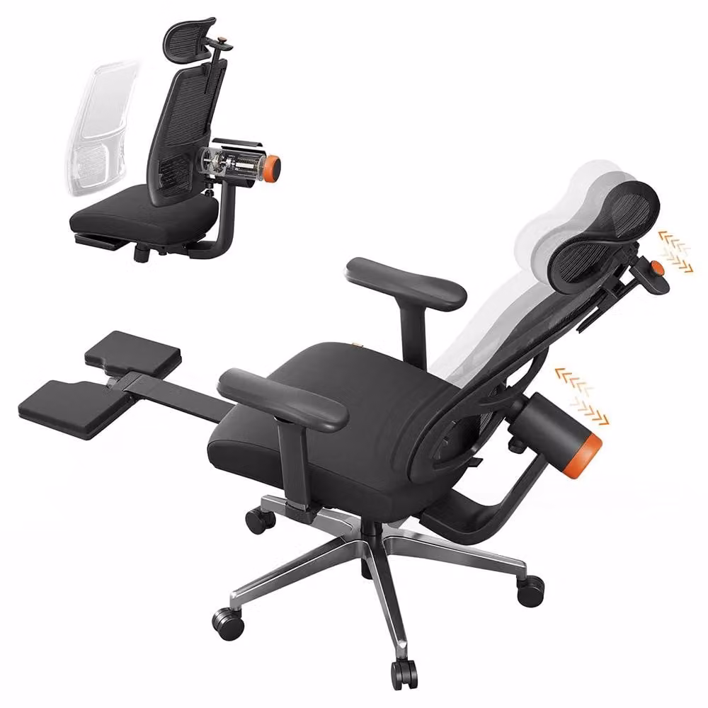 Sedia ergonomica, supporto adattivo, maggiore comfort, colore nero