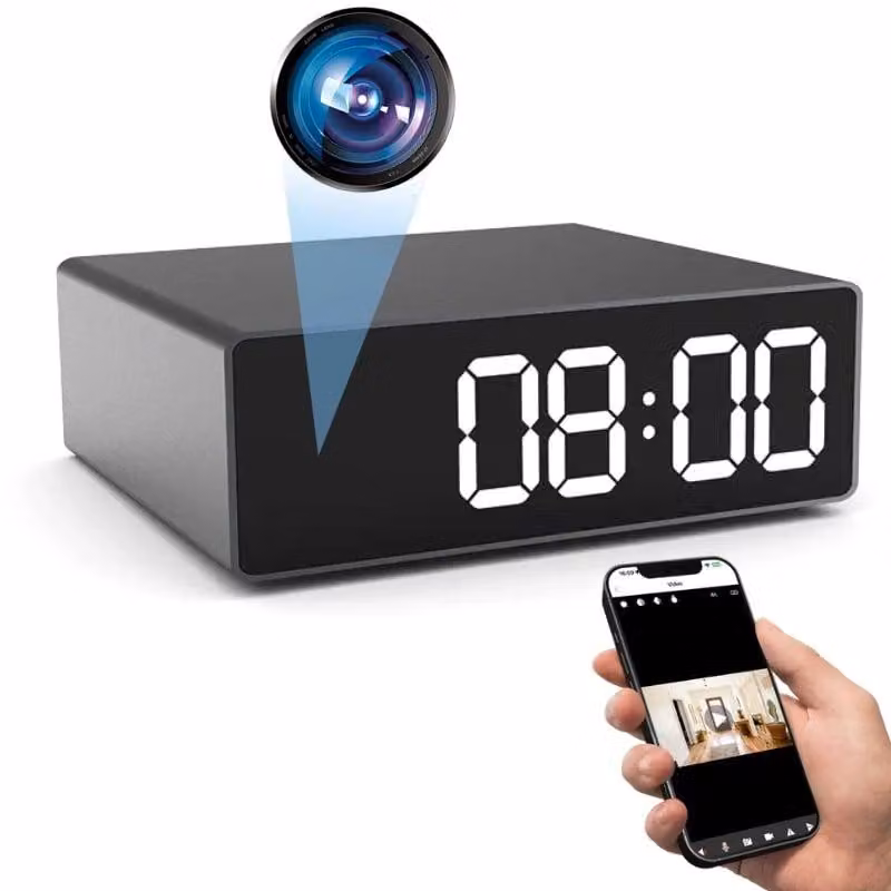 Mini Orologio Telecamera iUni IP33, Full HD, 150°, Visione Notturna, Visualizzazione Live sul telefono, Slot per scheda