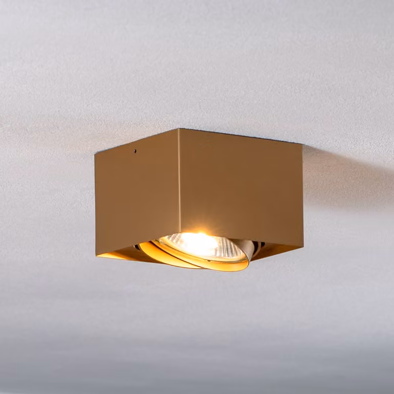 Faretto da soffitto Riesta, oro, 1 luce Riesta Argon, dimmerabile, Ottone / Oro, Soggiorno / Sala da pranzo, Metallo, Moderno, Faretto alogeno