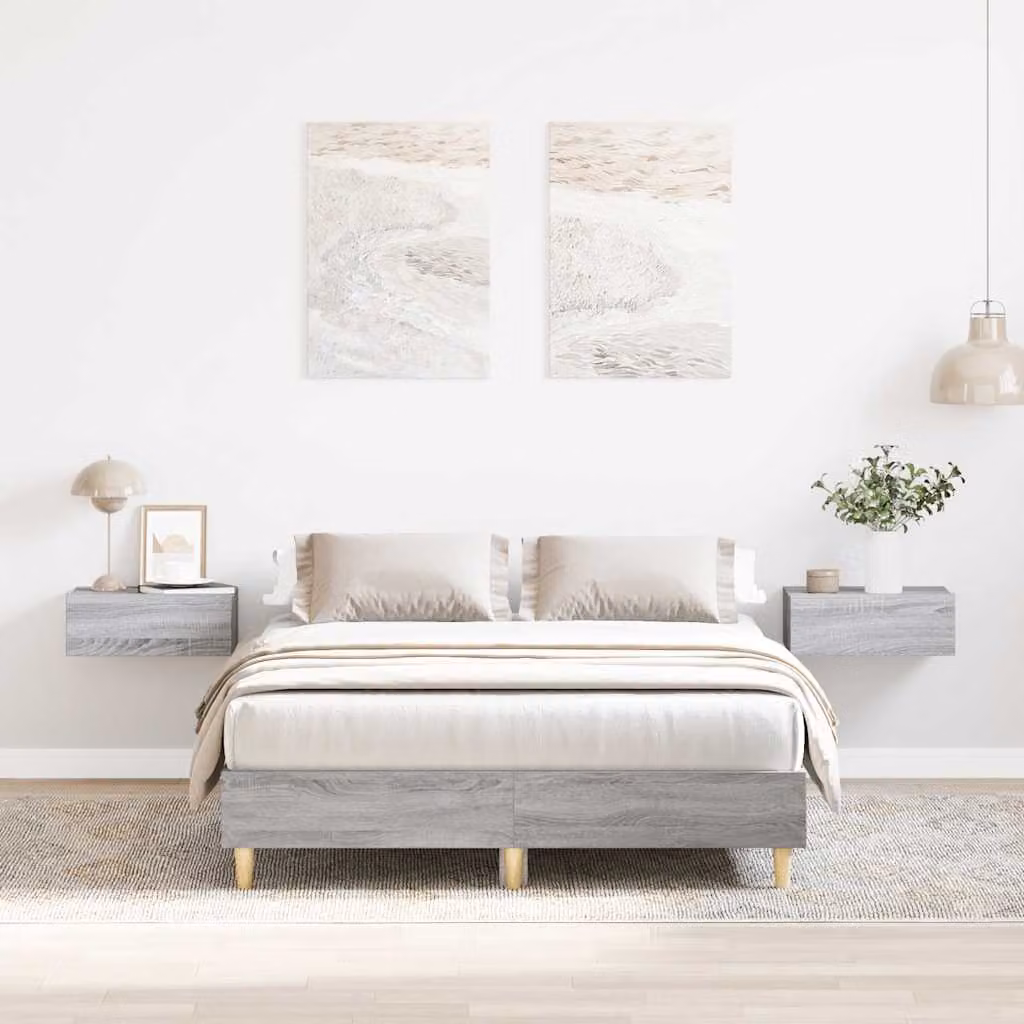 vidaXL Giroletto senza Materasso Grigio Sonoma L/P/H: 135 x 193 x 25 cm in Truciolato e MDF