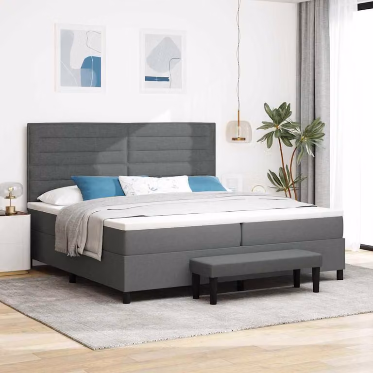 Maison Exclusive - Letto boxspring con materasso grigio scuro 200 x 200 cm Tessuto