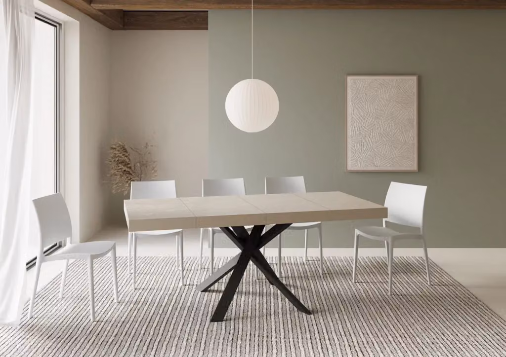 Tavolo allungabile Itamoby Clerko Premium colore cashmere con gambe antracite L/P/H: 90 x 90 x 76 cm – 2