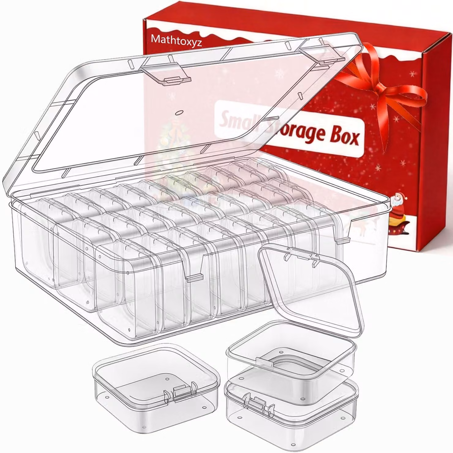 Scatola per perline con 31 pezzi - Contenitore con coperchio - Contenitori trasparenti - Plastica - Coperchio a cerniera - Ideale per la creazione di braccialetti