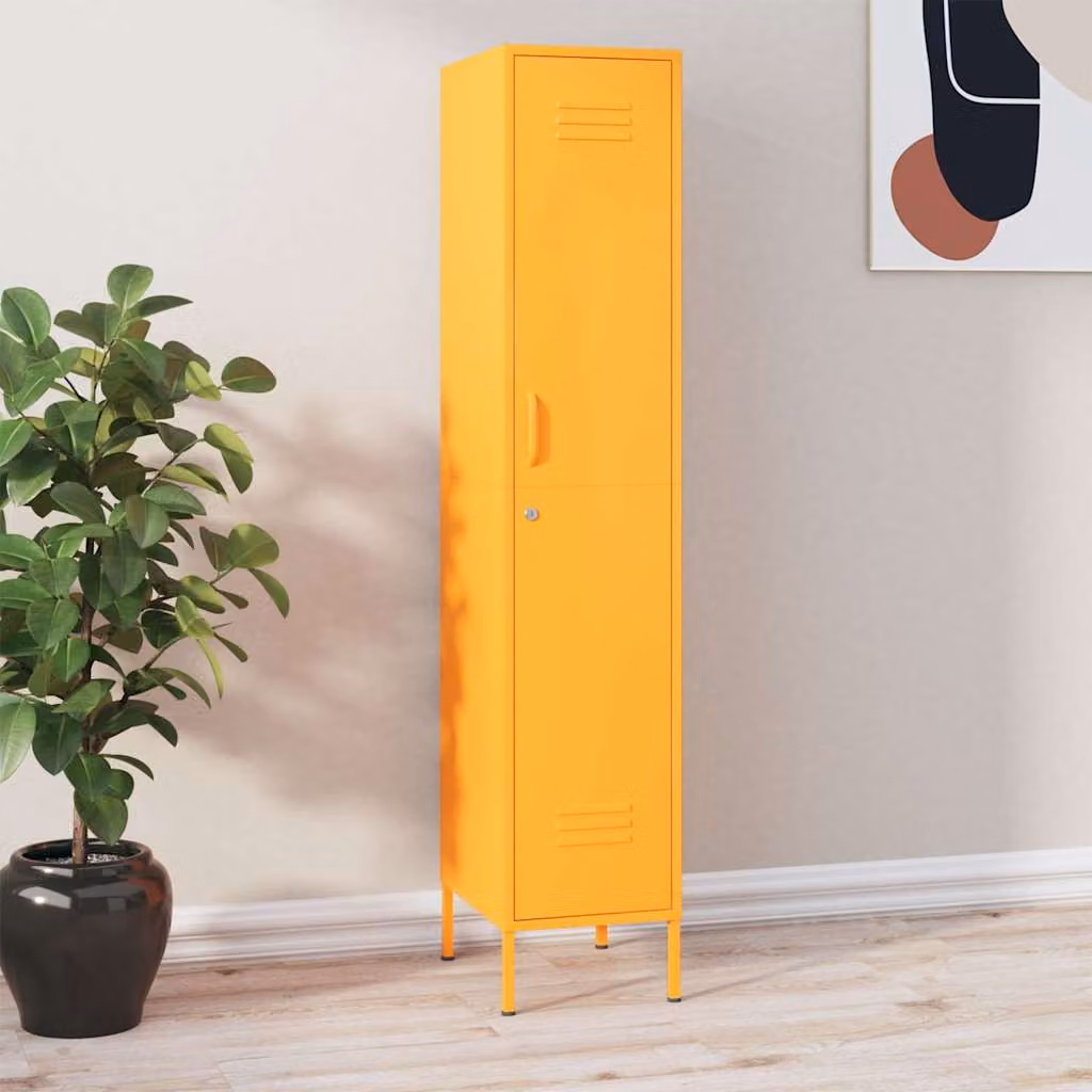 Armadio in metallo vidaXL giallo con ante a battente e serratura, L/P/H: 35 x 46 x 180 cm – 1