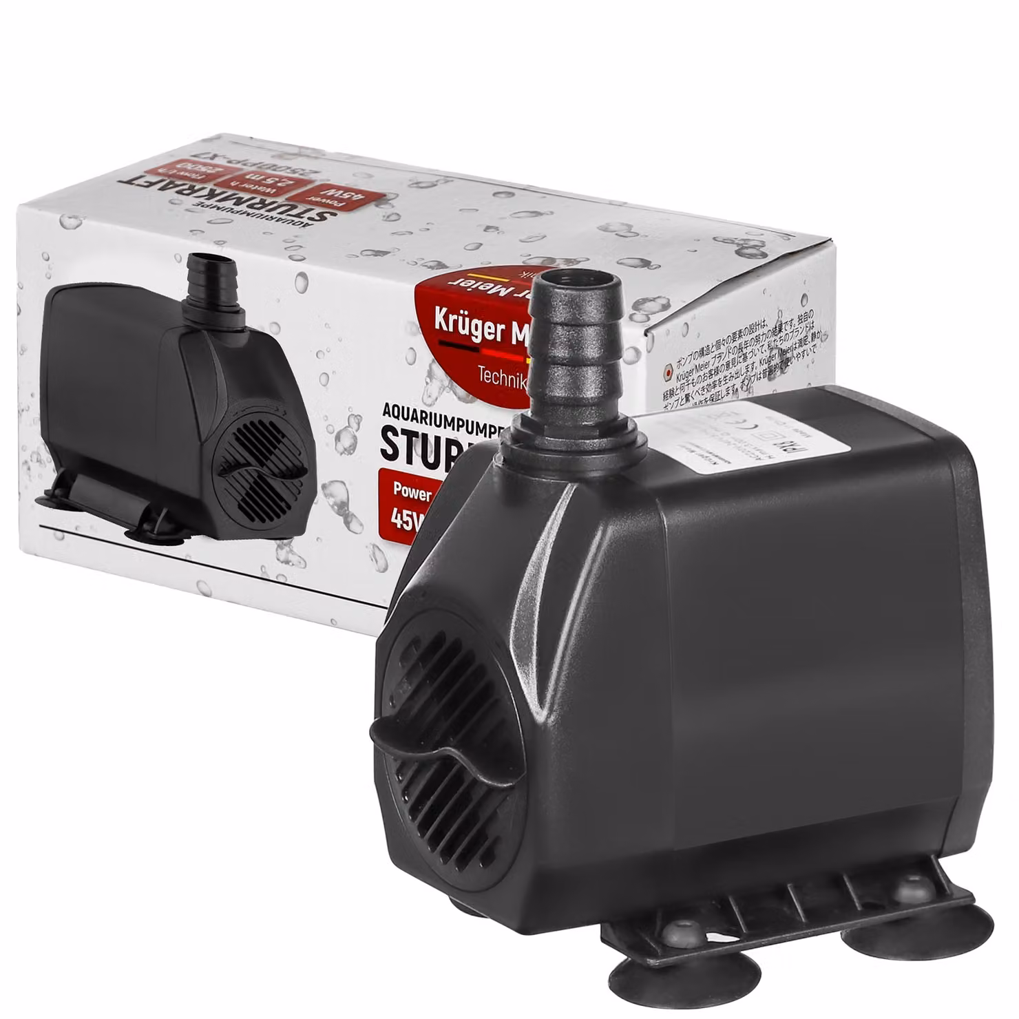 pompa d’acqua da 3000 l/h, Kruger Meier Sturmkraft 3000LK-X8, per fontane da giardino, con regolazione della portata