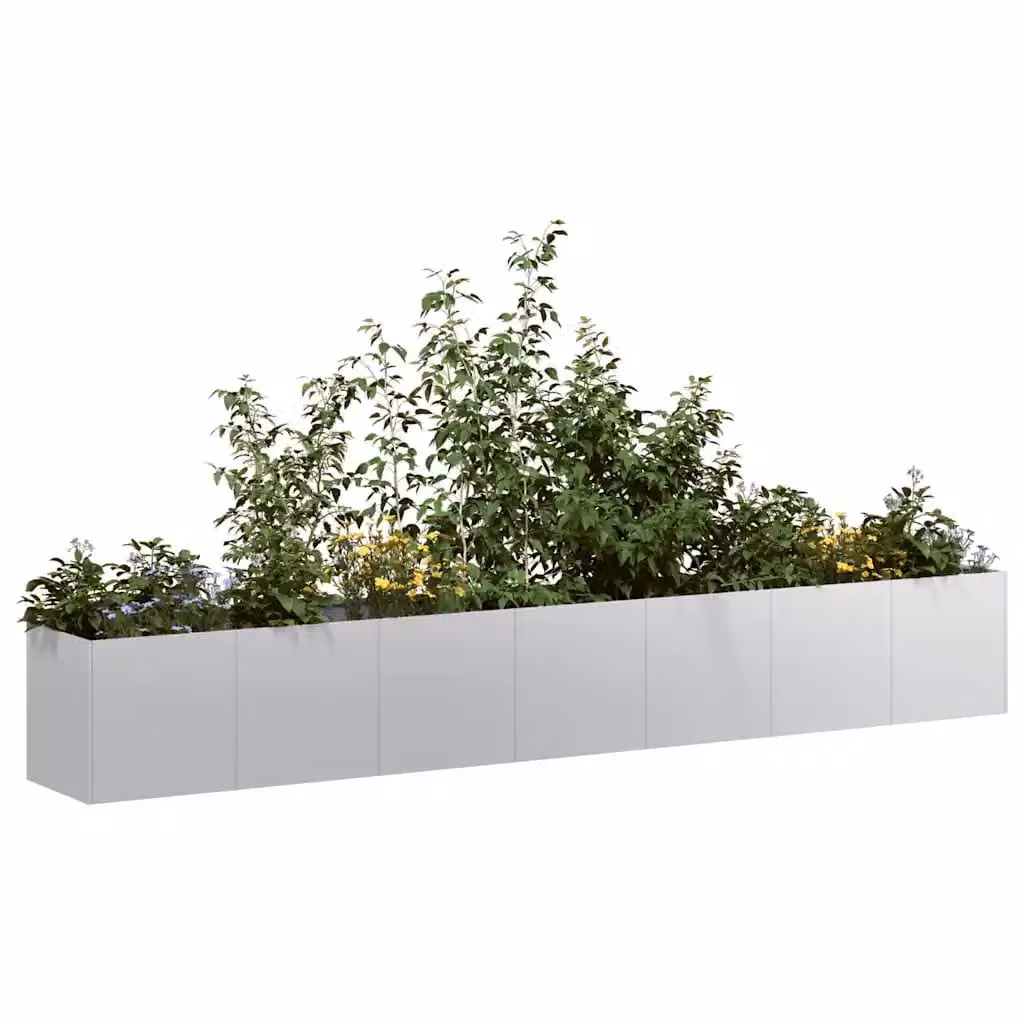 Fioriera a cassetta vidaXL in acciaio zincato grigio L: 280 cm, P: 40 cm, H: 40 cm