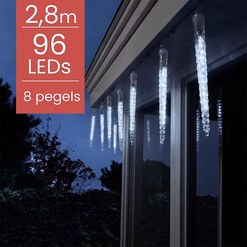 LED Icicle Light funzione nevicata L.280cm 192L trasparente/bianco freddo