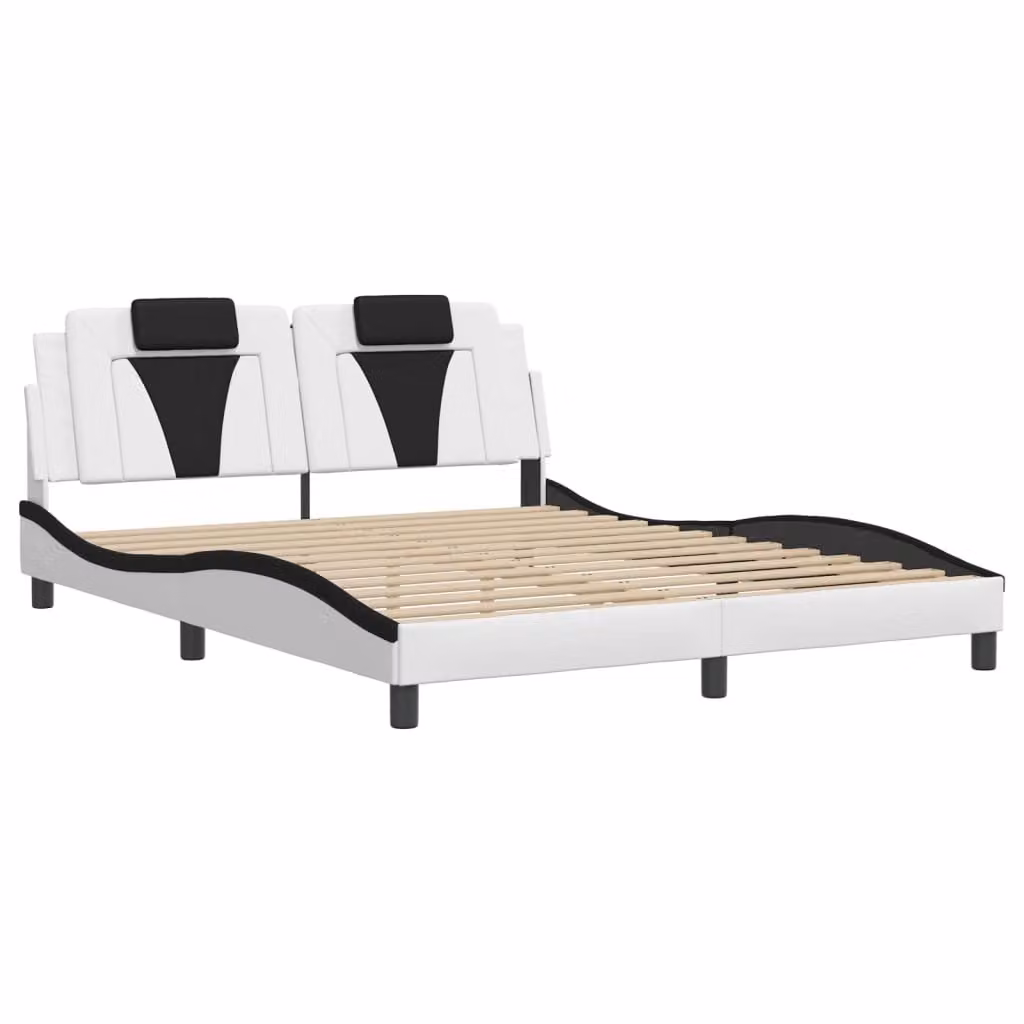 Giroletto Viana senza Materasso Nero e Bianco 160x200 cm in Pelle finta