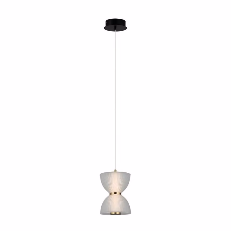 Lampada a sospensione decorativa per soggiorno in bianco e nero paralume a clessidra colore caldo LED 8W TICA Italux