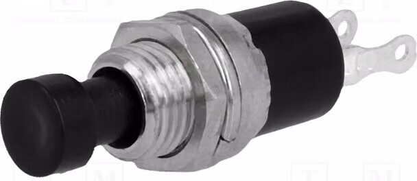 2 interruttori a pulsante, corrente 1A/250VAC, modello PS10BBK, tipo a ritorno automatico, posizione: OFF-(ON)