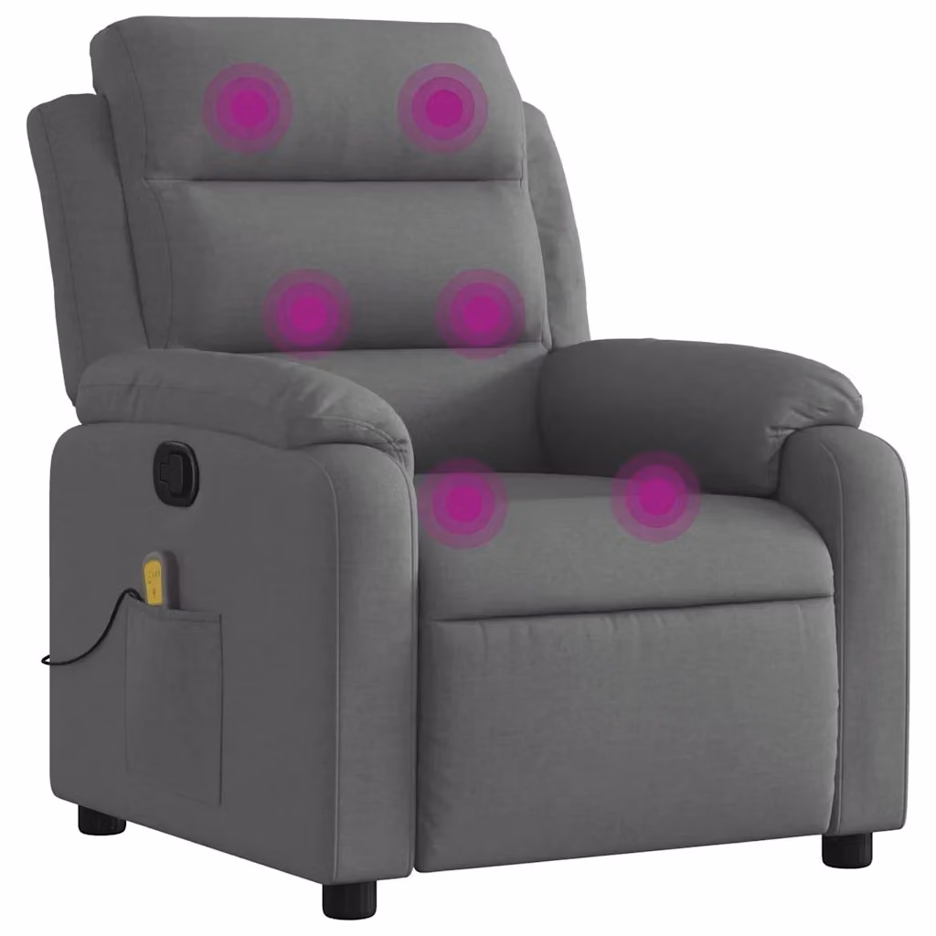 Poltrona Reclinabile Relax vidaXL in Tessuto Grigio con Braccioli e Regolazione Manuale – 2