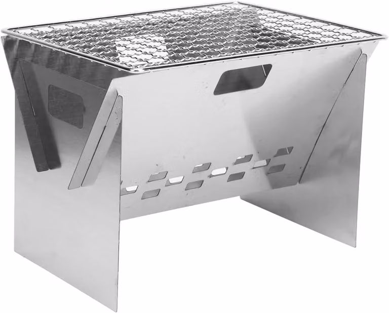 Grill BBQ Portatile - Acciaio Inossidabile - Mini Grill a Carbone - Grill da Campeggio - 1 a 2 Persone - Supporto Stabile
