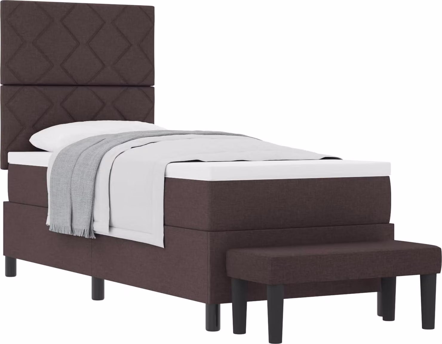 Letto a molle con testiera marrone scuro 80 x 200 cm in tessuto