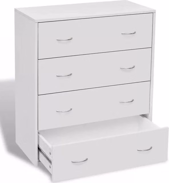 Buffet credenza mobiletto consolle mobile contenitore con 4 cassetti 71 cm bianco 4402003