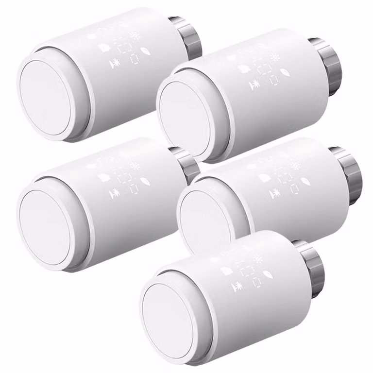 5 pezzi Termostato intelligente WiFi Termostato per radiatori Tuya app, Alexa e Google Olympia HT-02Y