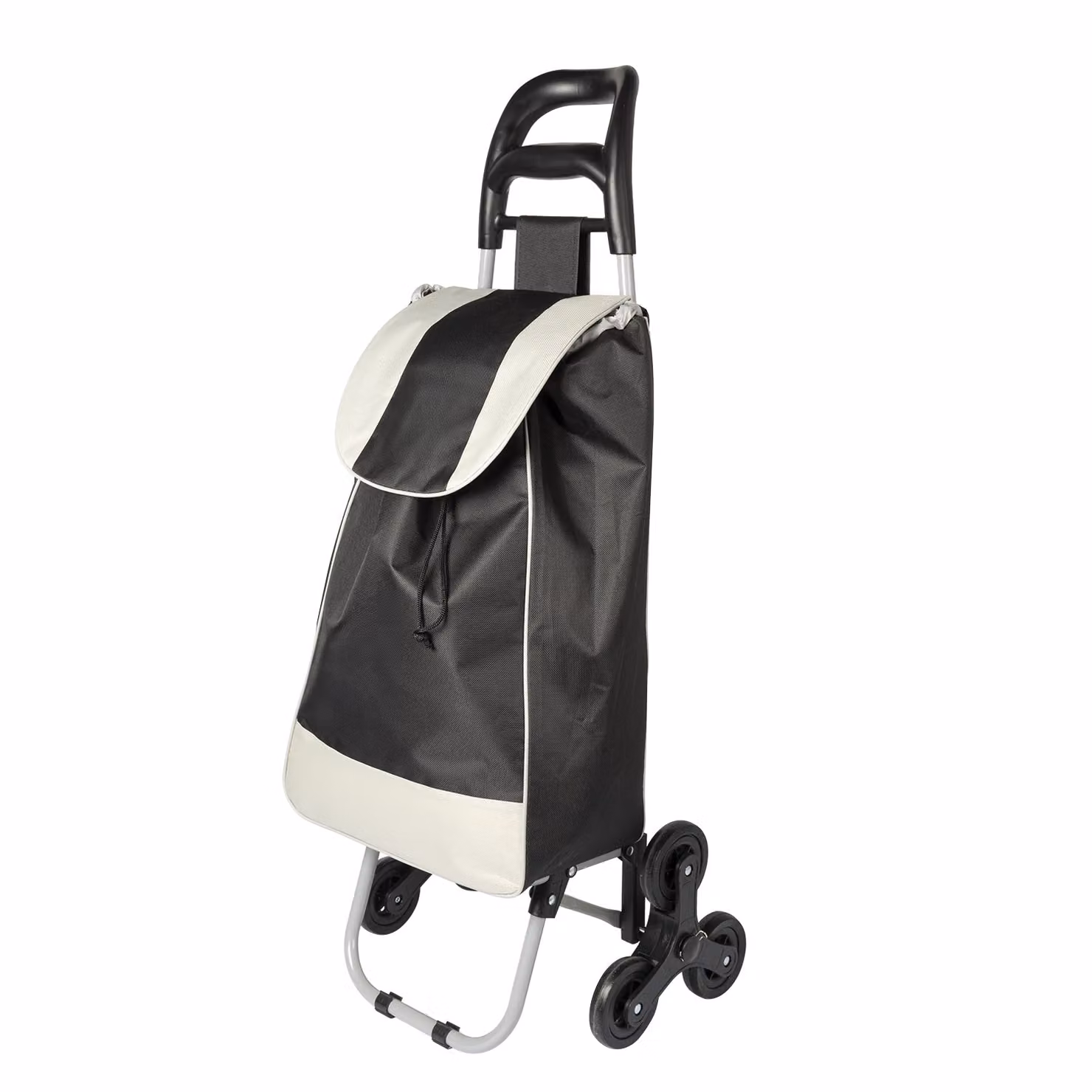 FREE TIME Trolley Portaspesa con Ruote Triple da 35 Litri Nero H 96 x L 42,5 x P 31,5 cm