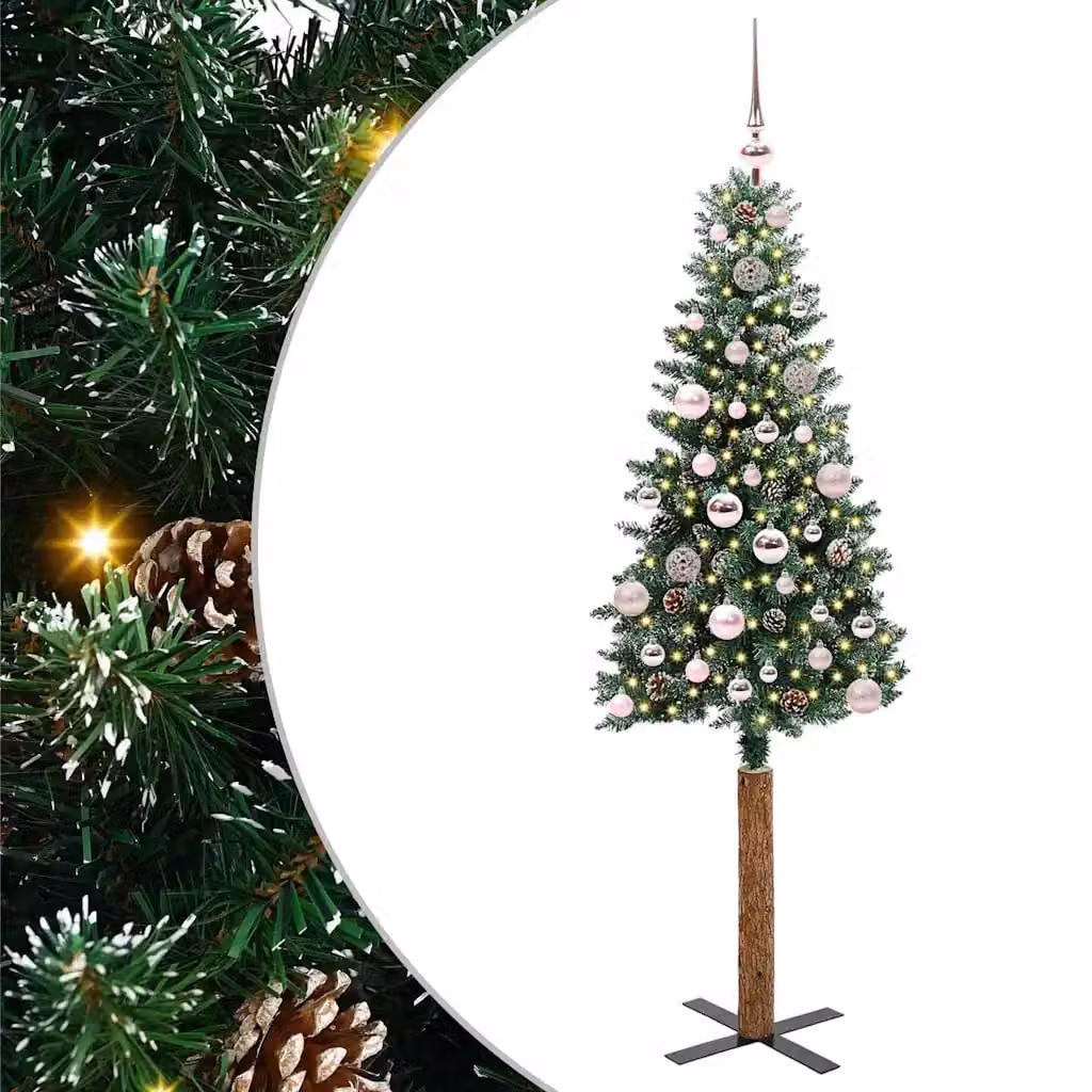 Albero di Natale snodato moderno vidaXL verde con luci LED bianco caldo, materiali PVC, metallo e legno, Altezza: 150 cm