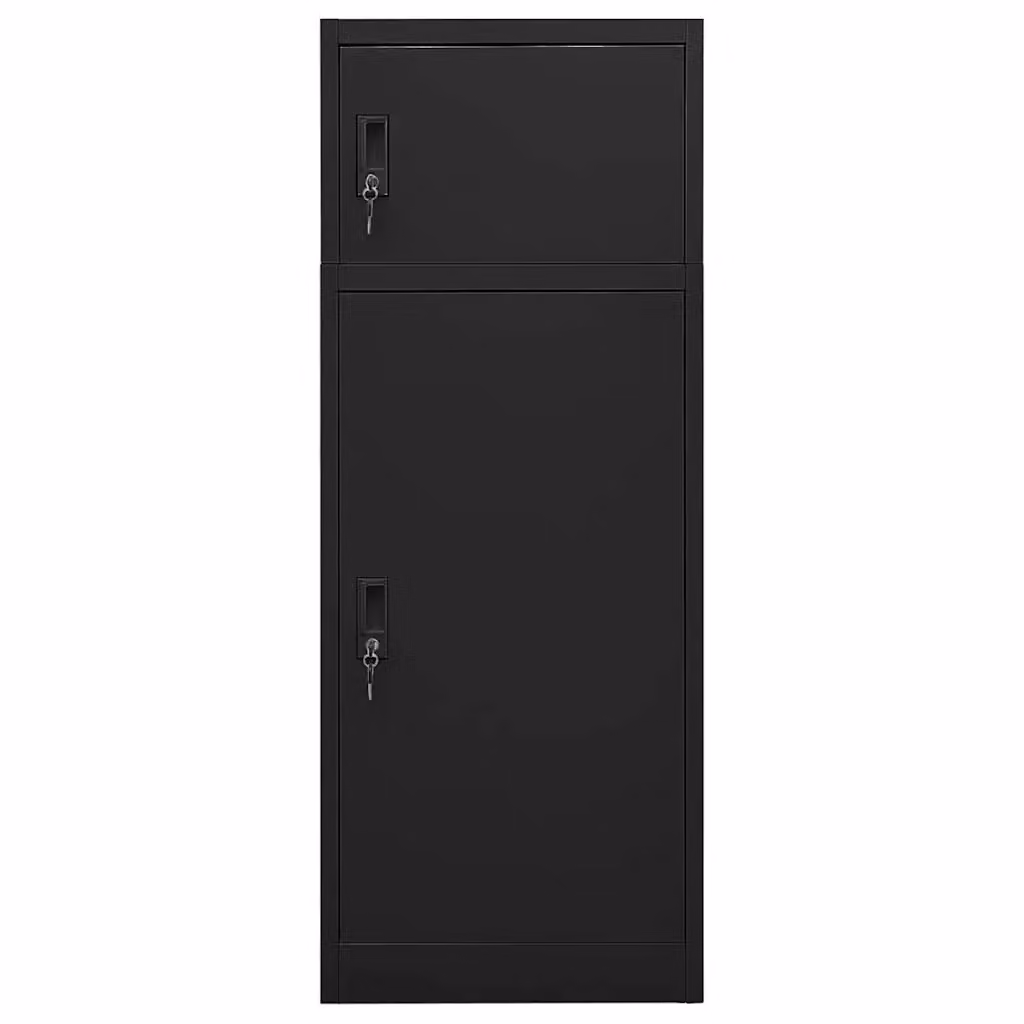 Armadietto per sella nero in acciaio con ante a battente e serratura DESIGN IN L/P/H: 53 x 53 x 140 cm CFW3930912 – 2