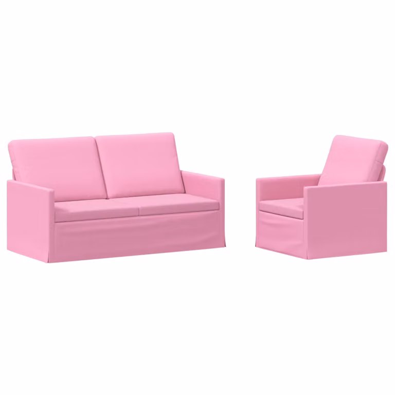 Set di 2 divani moderni vidaXL in tessuto rosa con struttura in metallo