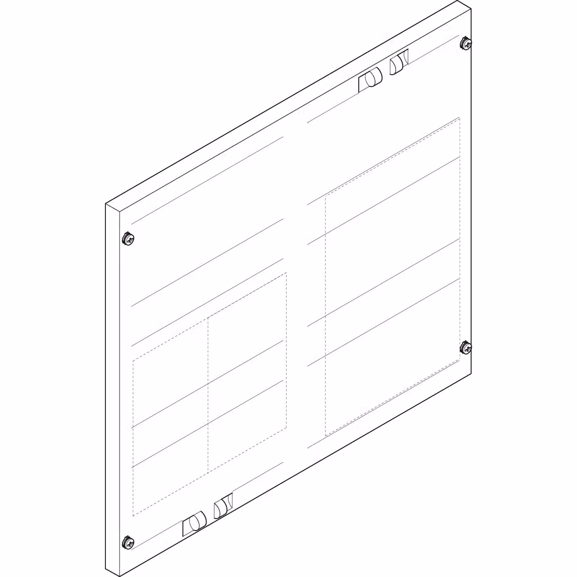 Piastra di copertura ABN 500x450 mm 2FB/3RE_NH1-00, raccoglitore da 40 mm per sezionatori NH1 / NH00, EBM 70 mm FAP23519N