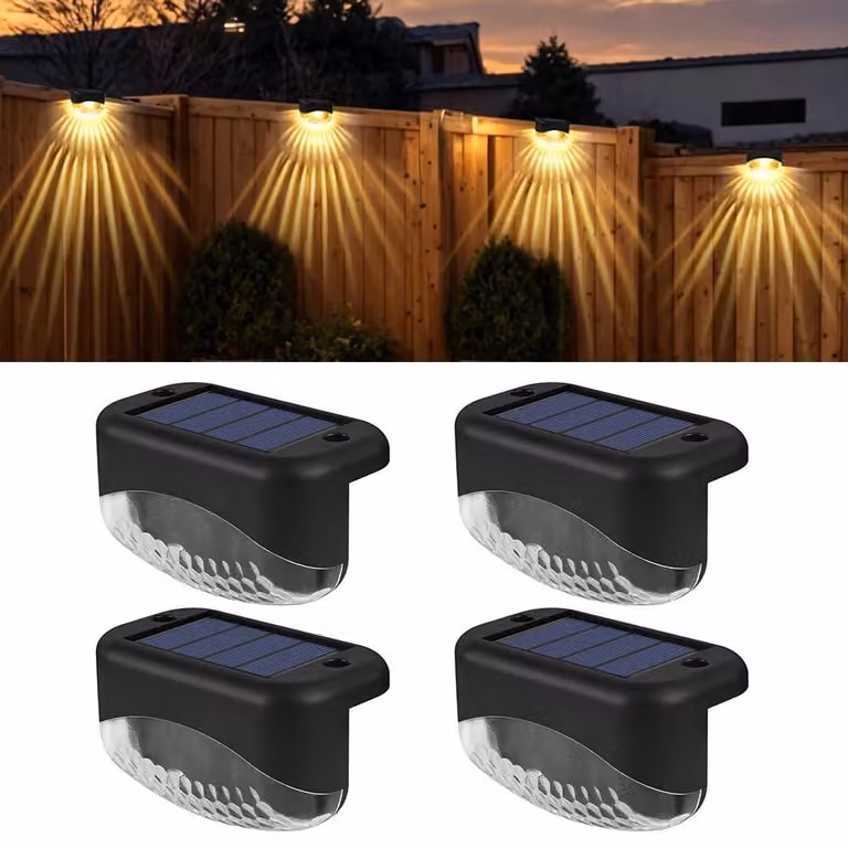 Set di 4 lampade solari per esterni, grado di protezione IP65, luce bianco caldo, a LED, ideali per giardino e terrazza