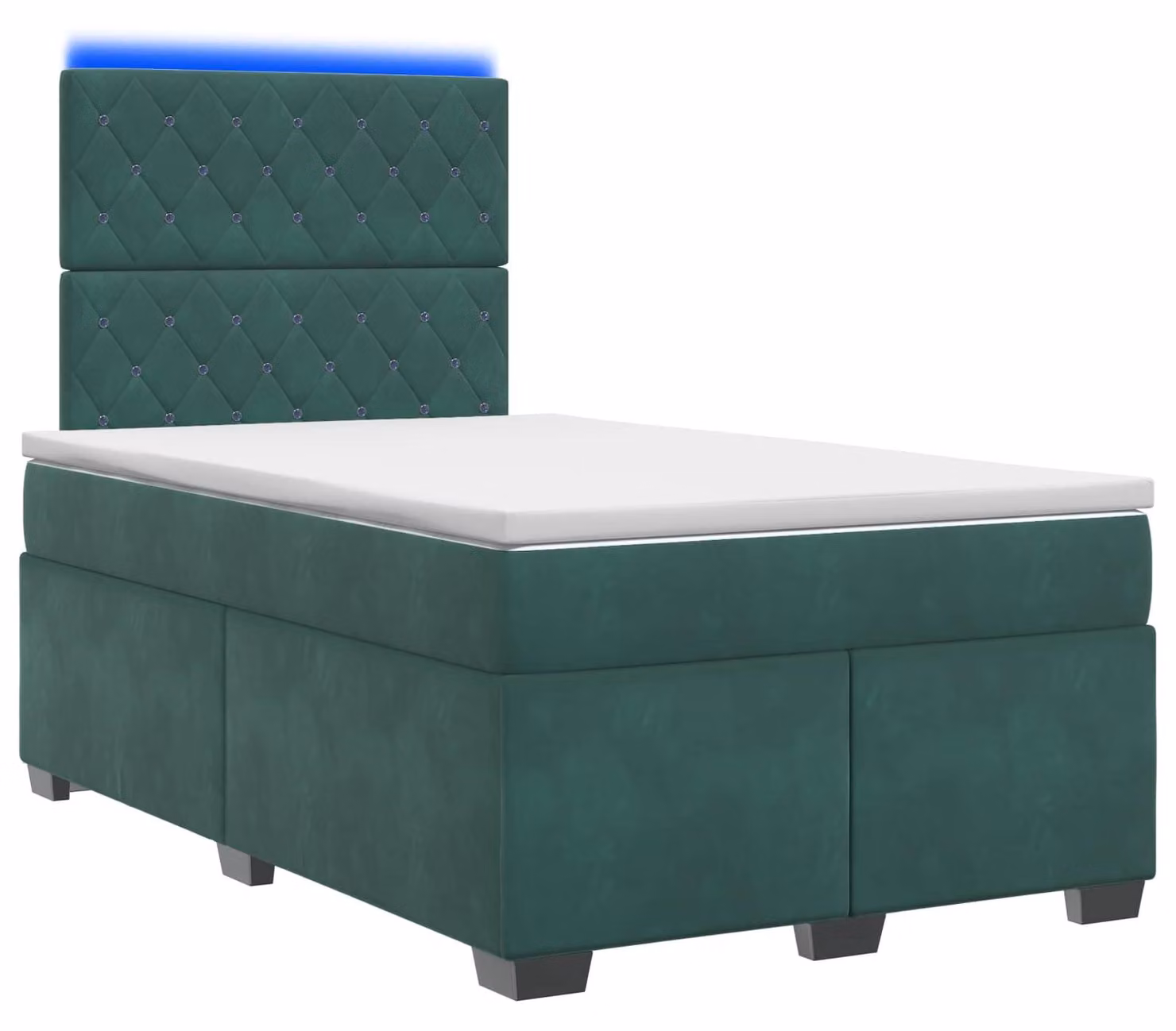 Letto a molle con materasso verde scuro 120 x 200 cm in velluto
