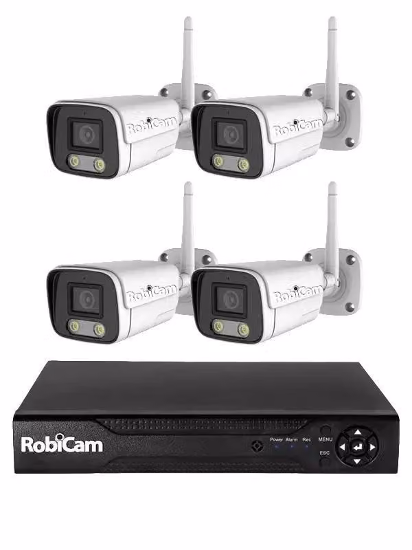 Kit 4 telecamere esterne, RobiCam Bullet, registratore NVR