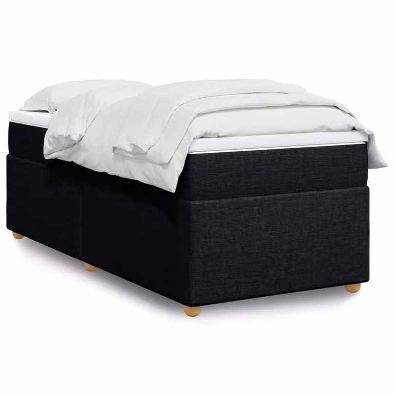 vidaXL Giroletto a Molle Ibrido con Materasso in Tessuto Nero L 90 cm x P 200 cm