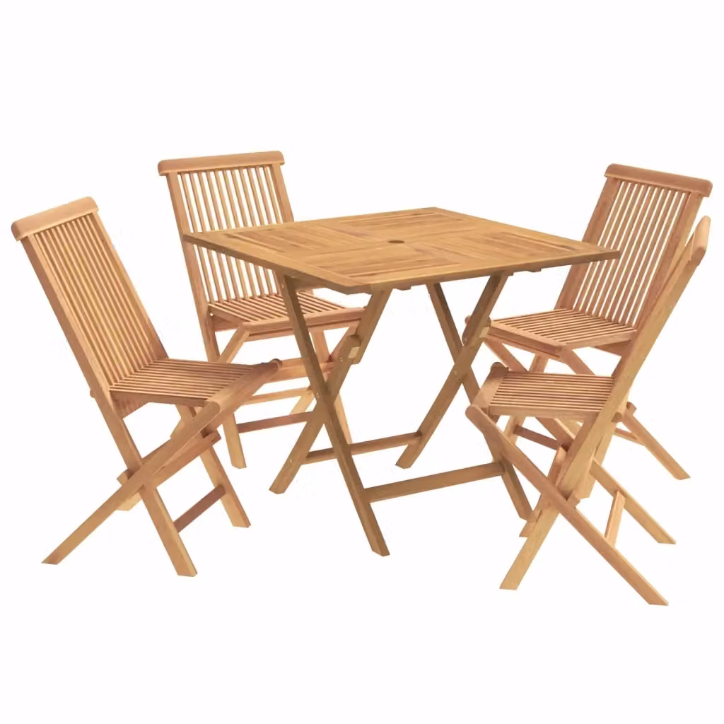 Set bistro da giardino vidaXL in legno di teak marrone, 5 pezzi pieghevoli – 2