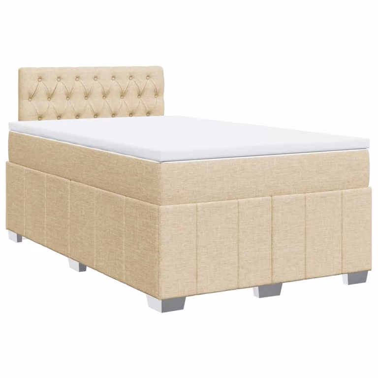 SYFAX™ Giroletto a Molle con Materasso Crema 120x190 cm in Tessuto