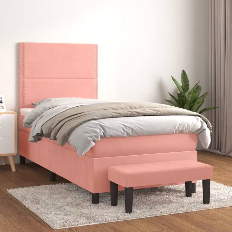 Maison Exclusive - Giroletto a Molle con Materasso Rosa 90x200 cm in Velluto