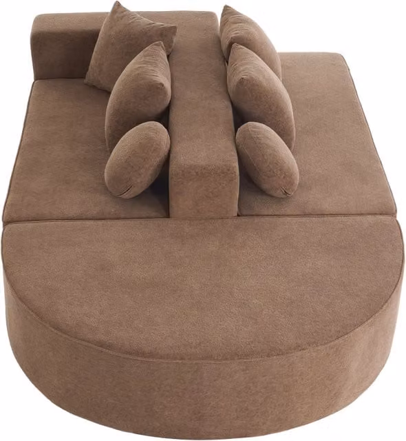 Divano modulare moderno in tessuto cashmere, senza montaggio, con struttura in schiuma ad alta densità, ideale per soggiorno o camera da letto