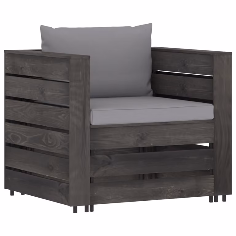 set da giardino 2 pezzi con cuscini Legno impregnato grigio