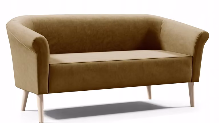 GUTTO Divano scandinavo a 3 posti --LILIE-- panca marrone in velluto consegna 7 giorni - gambe alte in legno nero bianco faggio