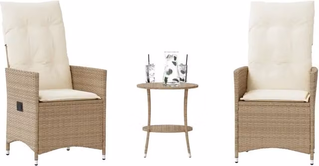 Set da Bistrò 3 pz con Cuscini Beige in Polyrattan 365655