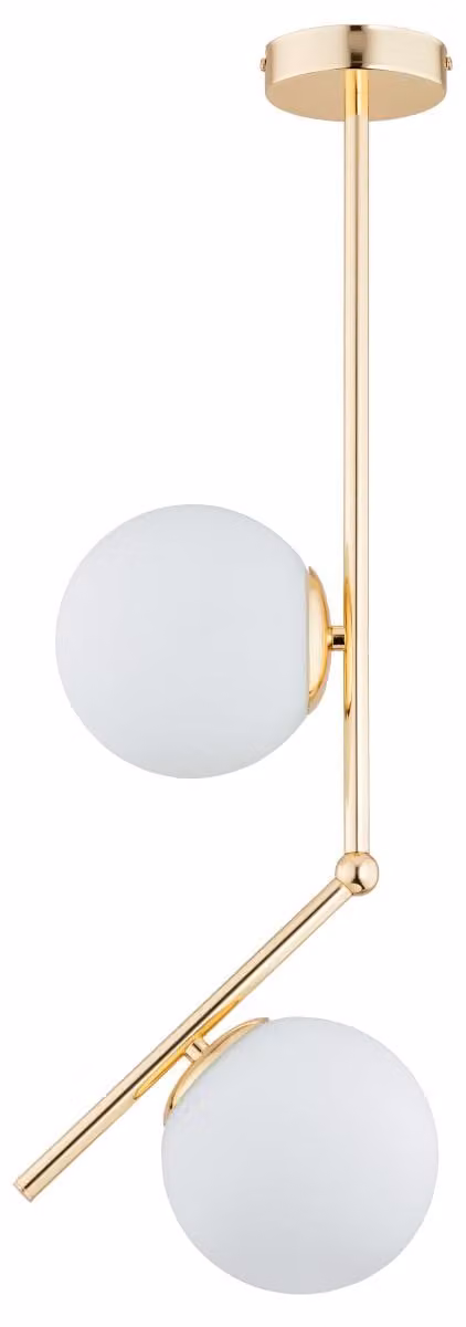 Lampada a sospensione LIBERTY oro-bianca 2xE14x10W in vetro, dimensioni: 68x15x24 cm, IP20, Alfa