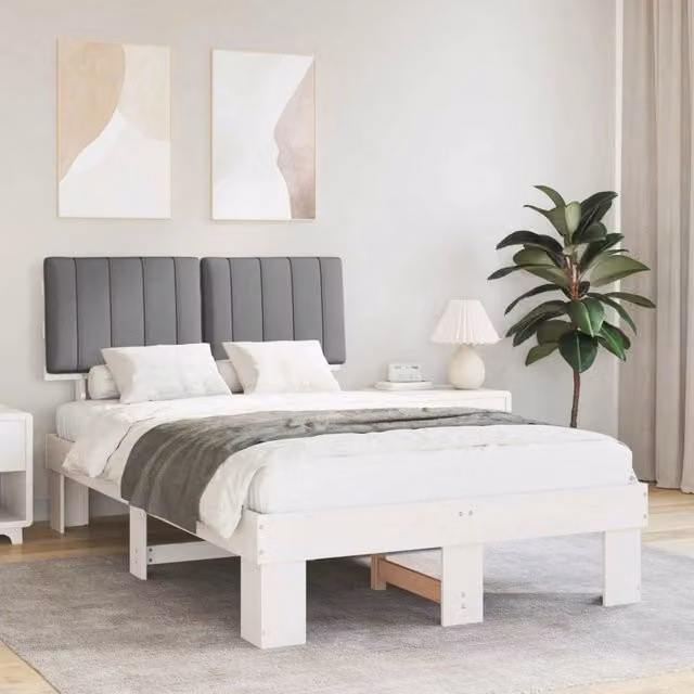 Letto con Testiera Rivestita Grigio Chiaro 120 x 190 cm 877508