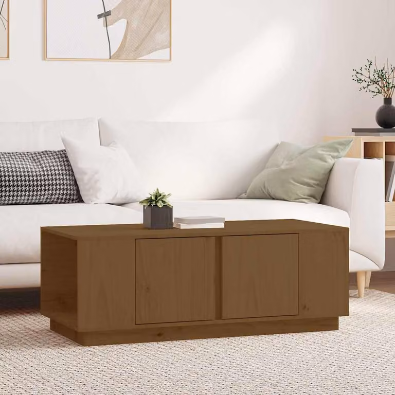 vidaXL Tavolino da Salotto in Legno di Pino Massello, Colore Marrone, L/P/H: 110 x 50 x 40 cm