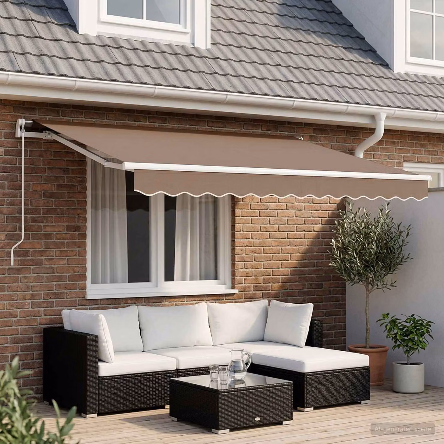 Tenda retrattile vidaXL beige in poliestere e alluminio L: 500 cm, P: 300 cm