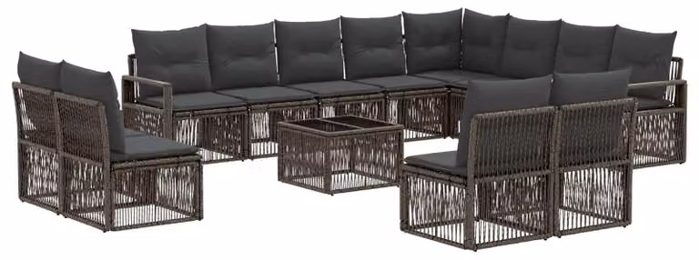 Set Divano da Giardino 13 pcs Grigio polyrattan