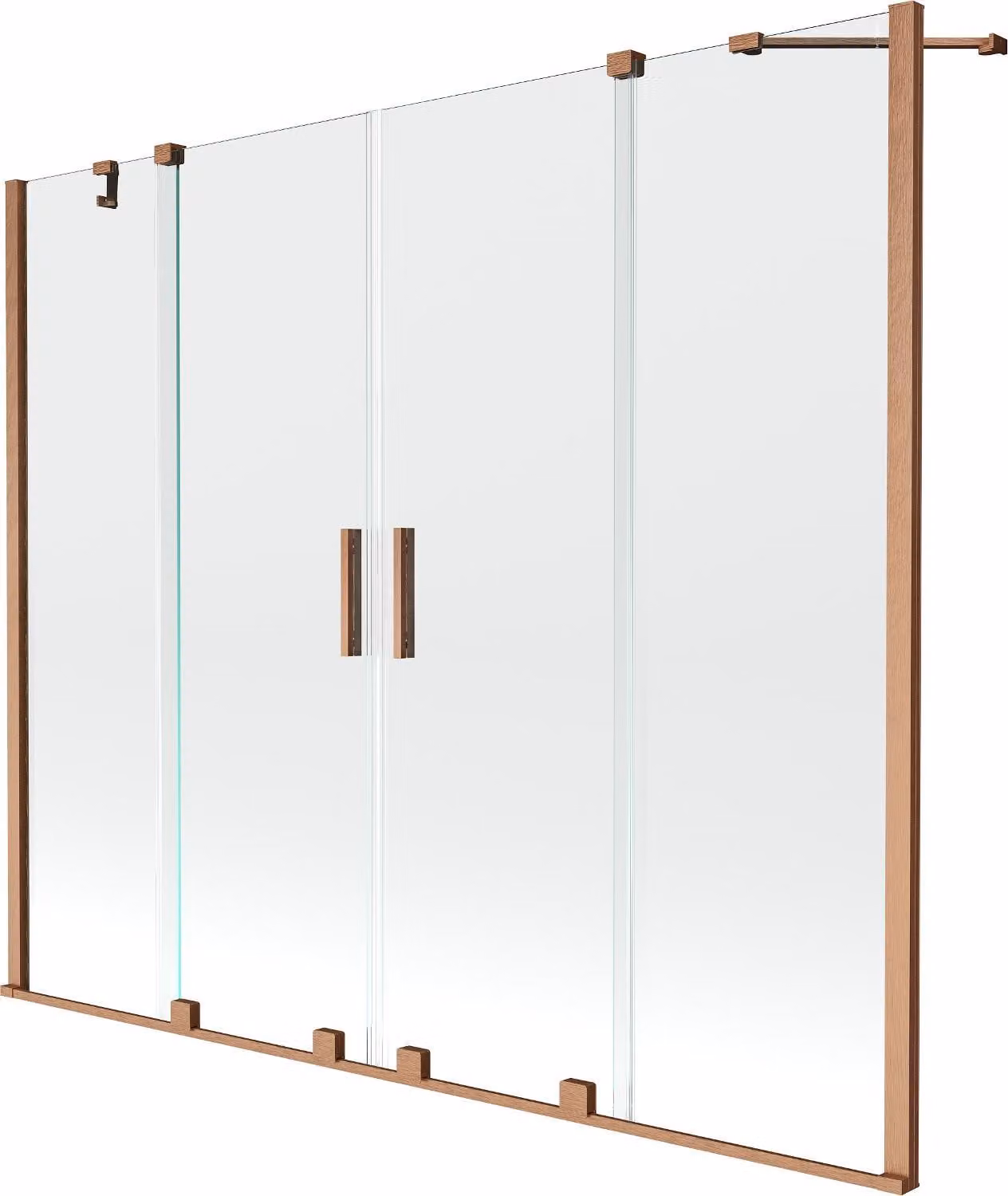 Mexen Velar Duo paratia vasca da bagno scorrevole a 2 ante 200 x 150 cm, trasparente, rame spazzolato - 896-200-000-02-65