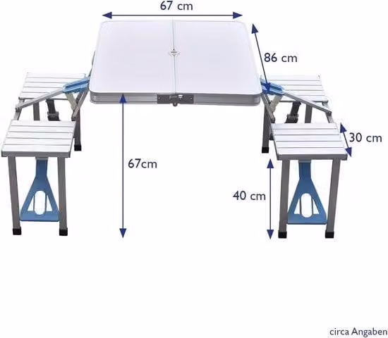 Set da campeggio in alluminio con gambe di sostegno integrate